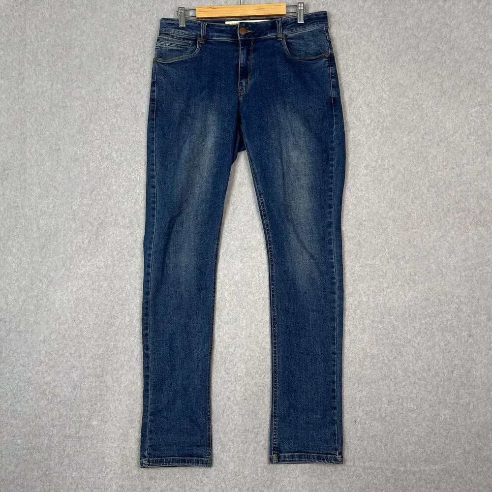 Barbell Apparel Mens 30 Slim Fit Straight Leg Jeans Blue Stretch Denim